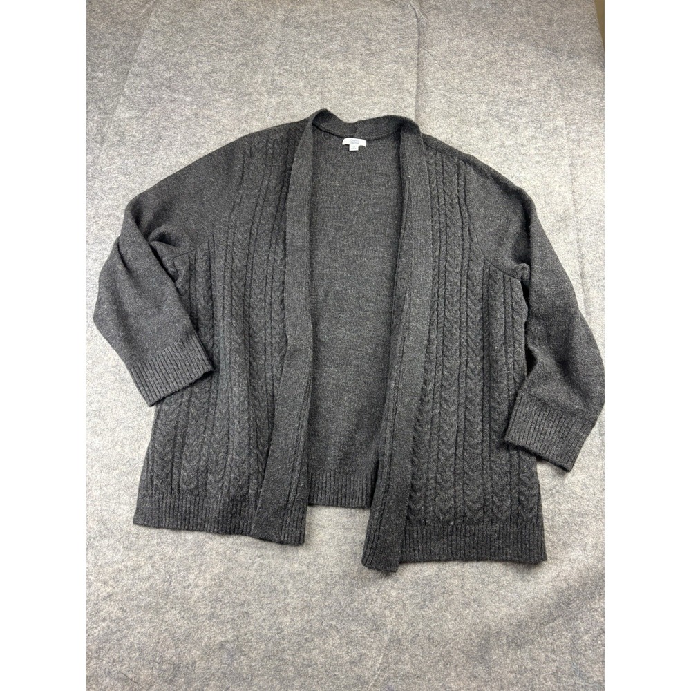 Croft and Barrow Cardigan Women's Plus 2X Gray Cable knit open front Minimalist